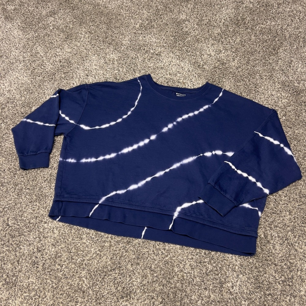 Athleta Sundown Sweatshirt 2.0 Navy Blue Tie Dye Pullover 1X 986970-02